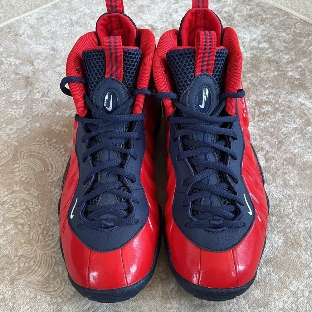 Nike Air Foamposite Little Posite Pro University Red Blue Lace Up Sneakers Shiny